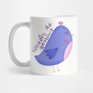 Consider the Sparrows Purple Bird Mug